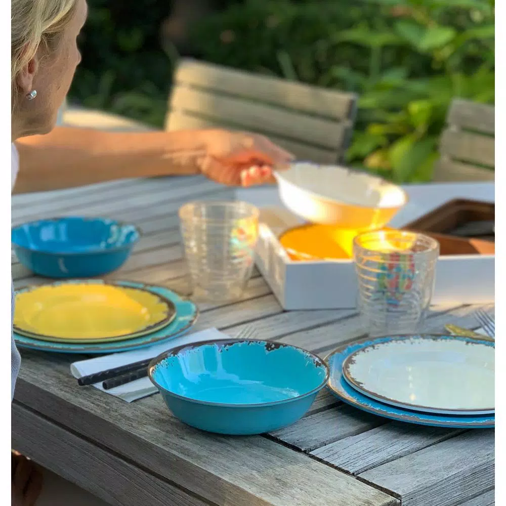 Fox Run 12-Piece Modern Rustic Antique Melamine Outdoor Dinnerware Set (Service For 4) - Image 7