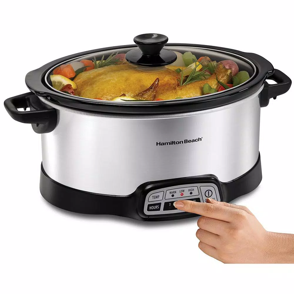 Hamilton Beach 6 Qt. Programmable Silver Slow Cooker With Temperature Settings - Image 2