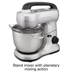 Hamilton Beach 4 Qt. 7-Speed Stainless Steel Stand Mixer With Flat Beater, Dough Hook And Whisk