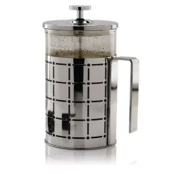 Ovente 3-Cup Silver Borosilicate Glass Heat-Resistant Cafetiere French Press Coffee And Tea Maker With Free Measuring Scoop