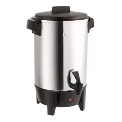 West Bend 30-Cup Silver Commercial Aluminum Coffee Urn Features Automatic Temperature Control With Quick Brewing