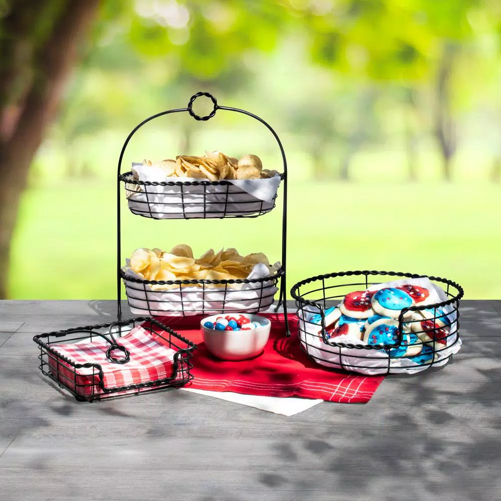 Spectrum Everly Dual Server Baskets, For Fruit, Produce, Bread, K-Cups, Snacks & More, Black - Image 8