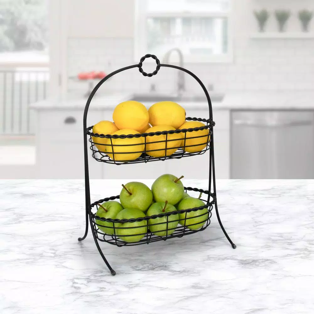 Spectrum Everly Dual Server Baskets, For Fruit, Produce, Bread, K-Cups, Snacks & More, Black - Image 7