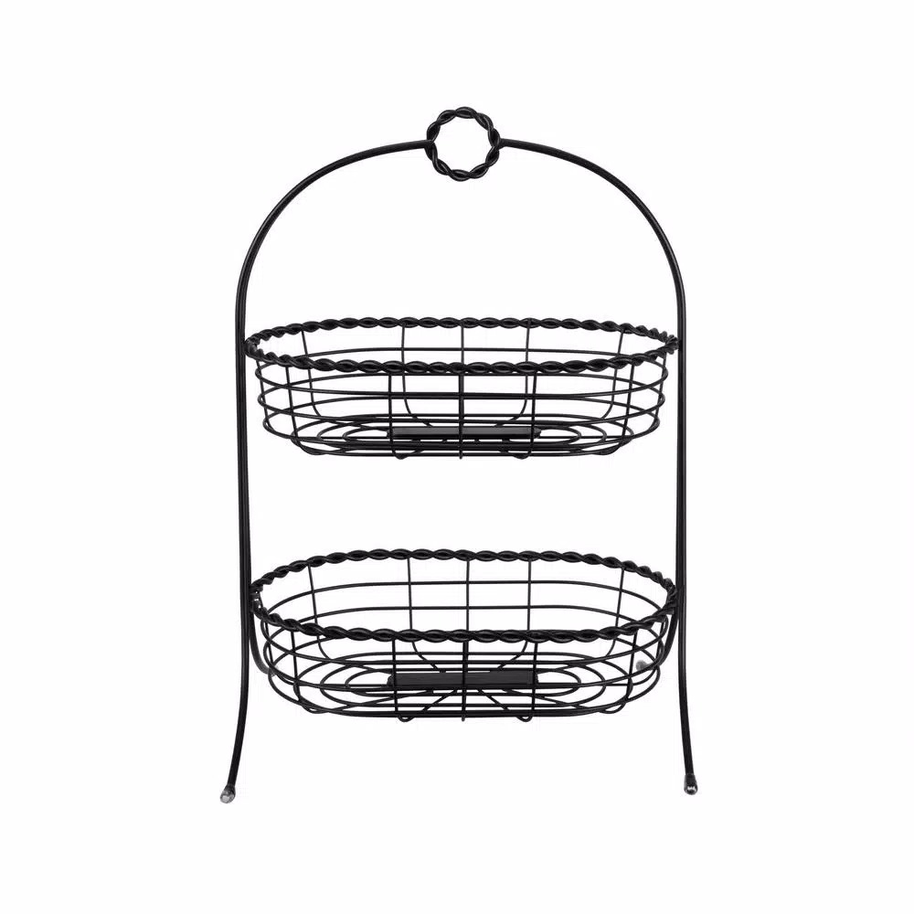 Spectrum Everly Dual Server Baskets, For Fruit, Produce, Bread, K-Cups, Snacks & More, Black - Image 5