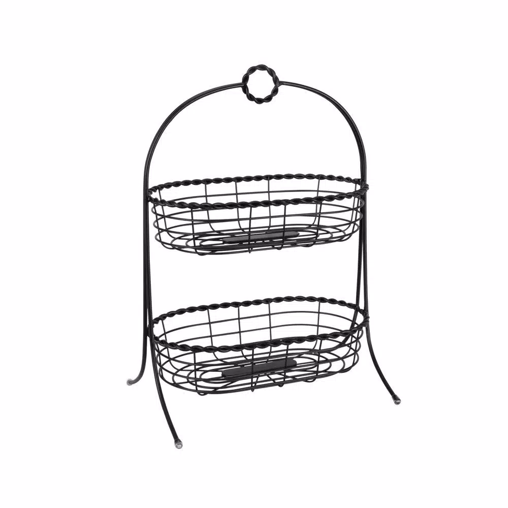 Spectrum Everly Dual Server Baskets, For Fruit, Produce, Bread, K-Cups, Snacks & More, Black - Image 2