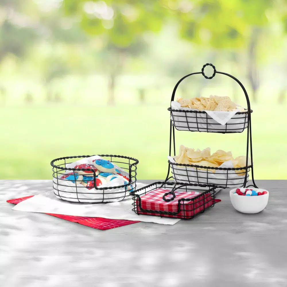 Spectrum Everly Dual Server Baskets, For Fruit, Produce, Bread, K-Cups, Snacks & More, Black - Image 9