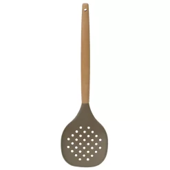 Home Basics Karina High-Heat Resistance In Grey With Easy Grip Beech Handle Non-Stick Safe Silicone Skimmer