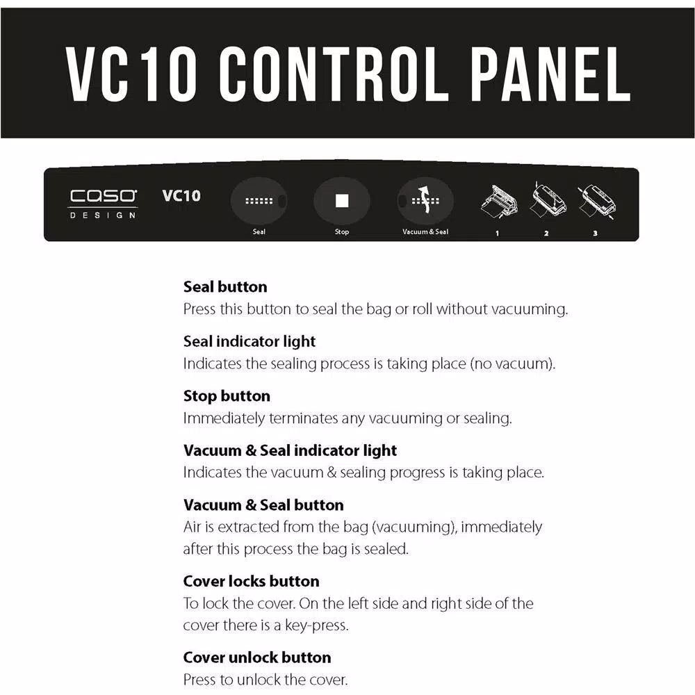 CASO VC 10 Stainless Steel Food Vacuum Sealer With Food Management App And Food Vacuum Rolls (Set Of 2) - Image 6