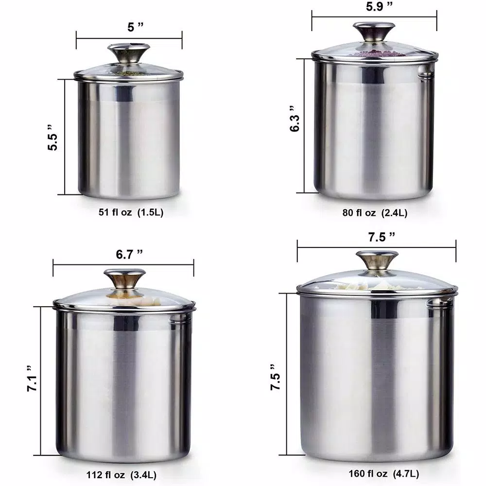 Cooks Standard 02553 4-Piece Stainless Steel Canister Set - Image 2