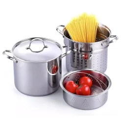 Cooks Standard Classic 12 Qt. Stainless Steel Pasta Stockpot Cooker Steamer Multi-Pot Set