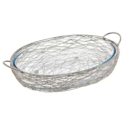 Godinger Nest Oval Baker With Glass Insert