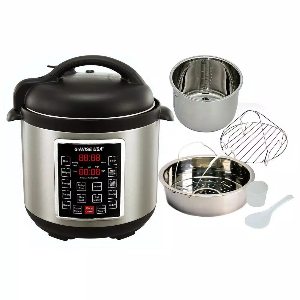 GoWISE USA 8 Qt. Stainless Steel Electric Pressure Cooker With Stainless Steel Pot - Image 3