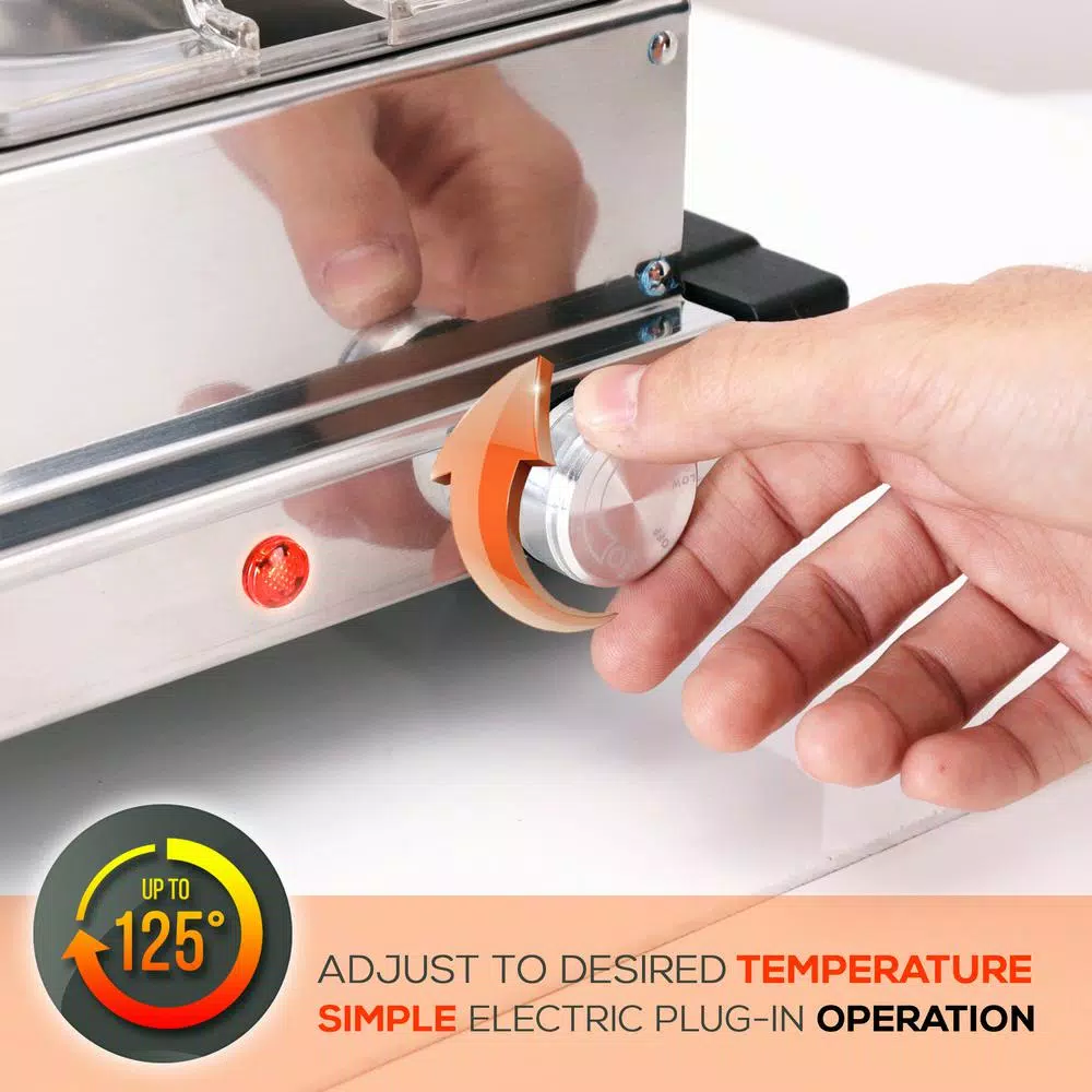 NutriChef 21.9 In. Stainless Steel Electric Food Warming Tray Buffet Server Hot Plate Food Warmer (Dual Plate Tray Style) - Image 7