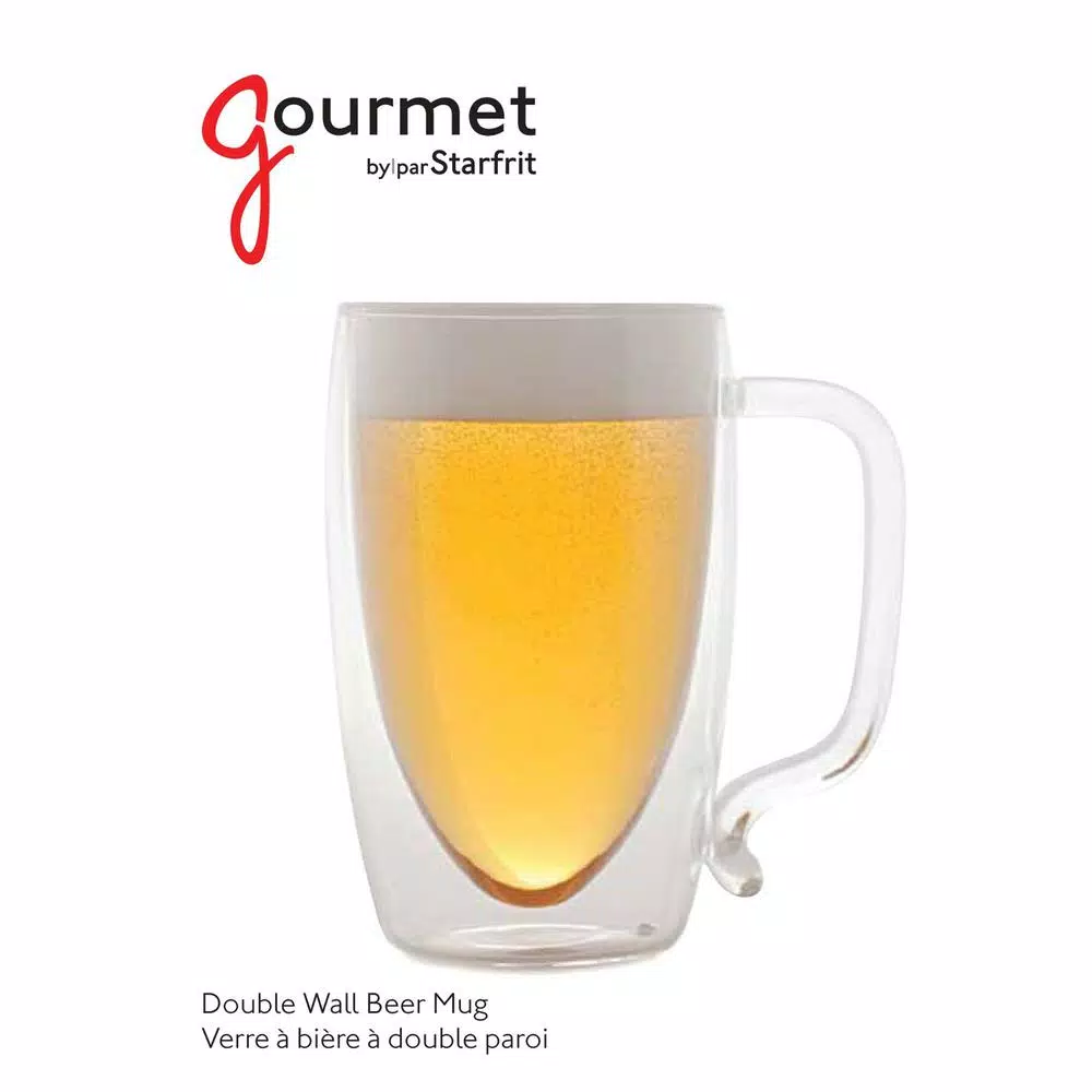 Starfrit 17 Oz. Double-Wall Glass Beer Mug - Image 3