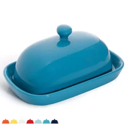 Sweese Porcelain Cute Butter Dish With Lid – Steel Blue, Set Of 1