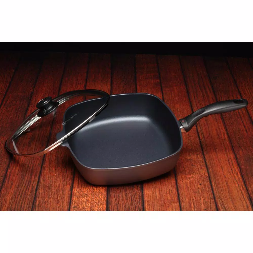 Swiss Diamond Classic Series 5 Qt. Cast Aluminum Nonstick Saute Pan In Gray With Glass Lid - Image 3