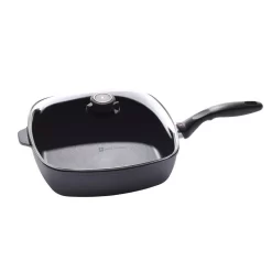 Swiss Diamond Classic Series 5 Qt. Cast Aluminum Nonstick Saute Pan In Gray With Glass Lid