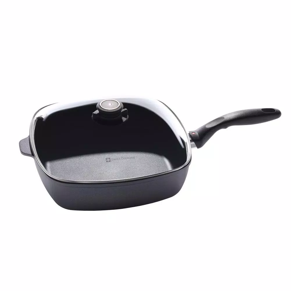 Swiss Diamond Classic Series 5 Qt. Cast Aluminum Nonstick Saute Pan In Gray With Glass Lid