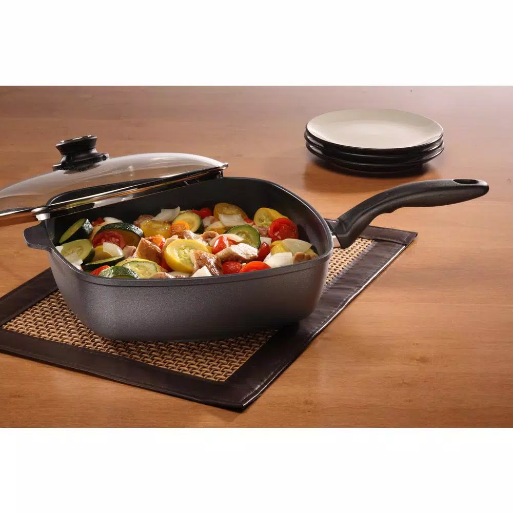 Swiss Diamond Classic Series 5 Qt. Cast Aluminum Nonstick Saute Pan In Gray With Glass Lid - Image 2