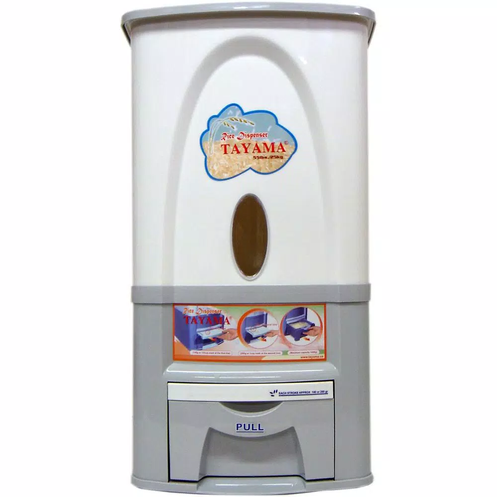 Tayama Rice Dispenser 55 Lbs. Capacity In White