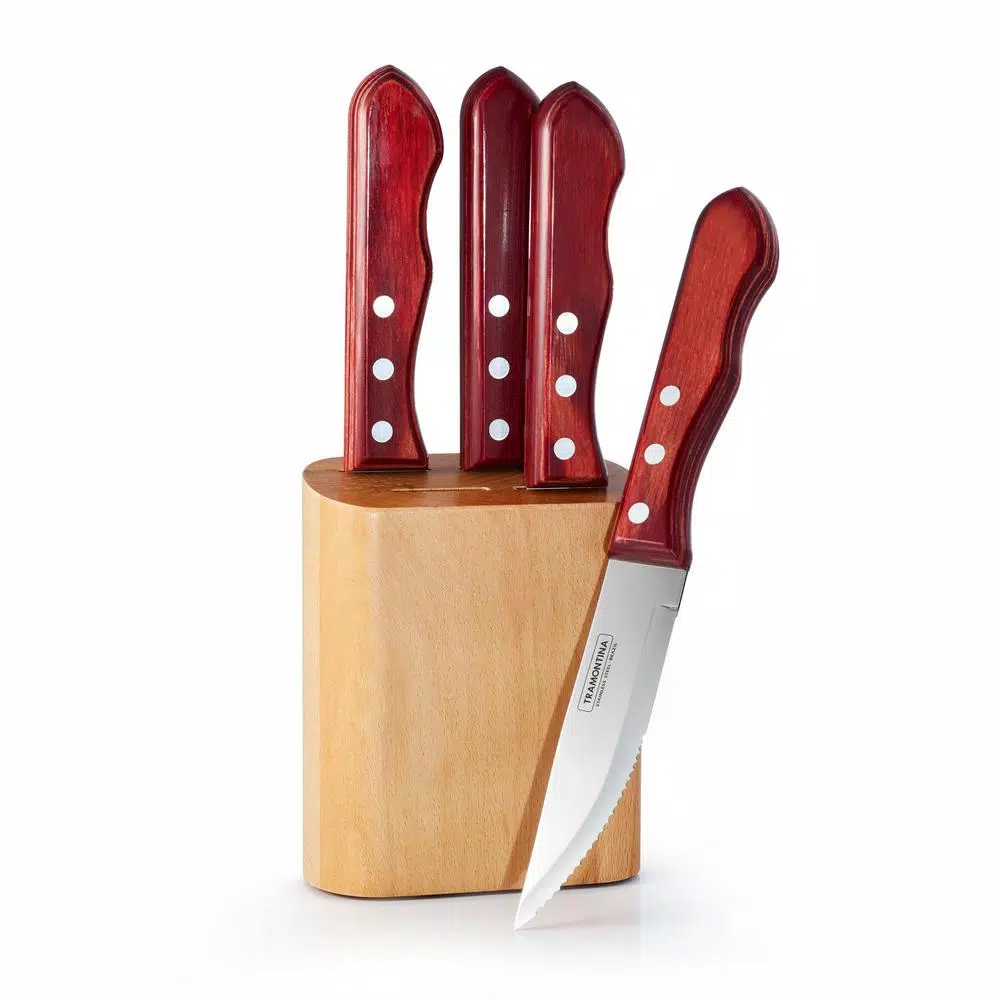 Tramontina Porterhouse 5-Piece Steak Knife Set With Hardwood Counter Block - Image 7