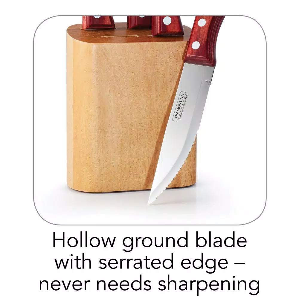 Tramontina Porterhouse 5-Piece Steak Knife Set With Hardwood Counter Block - Image 3