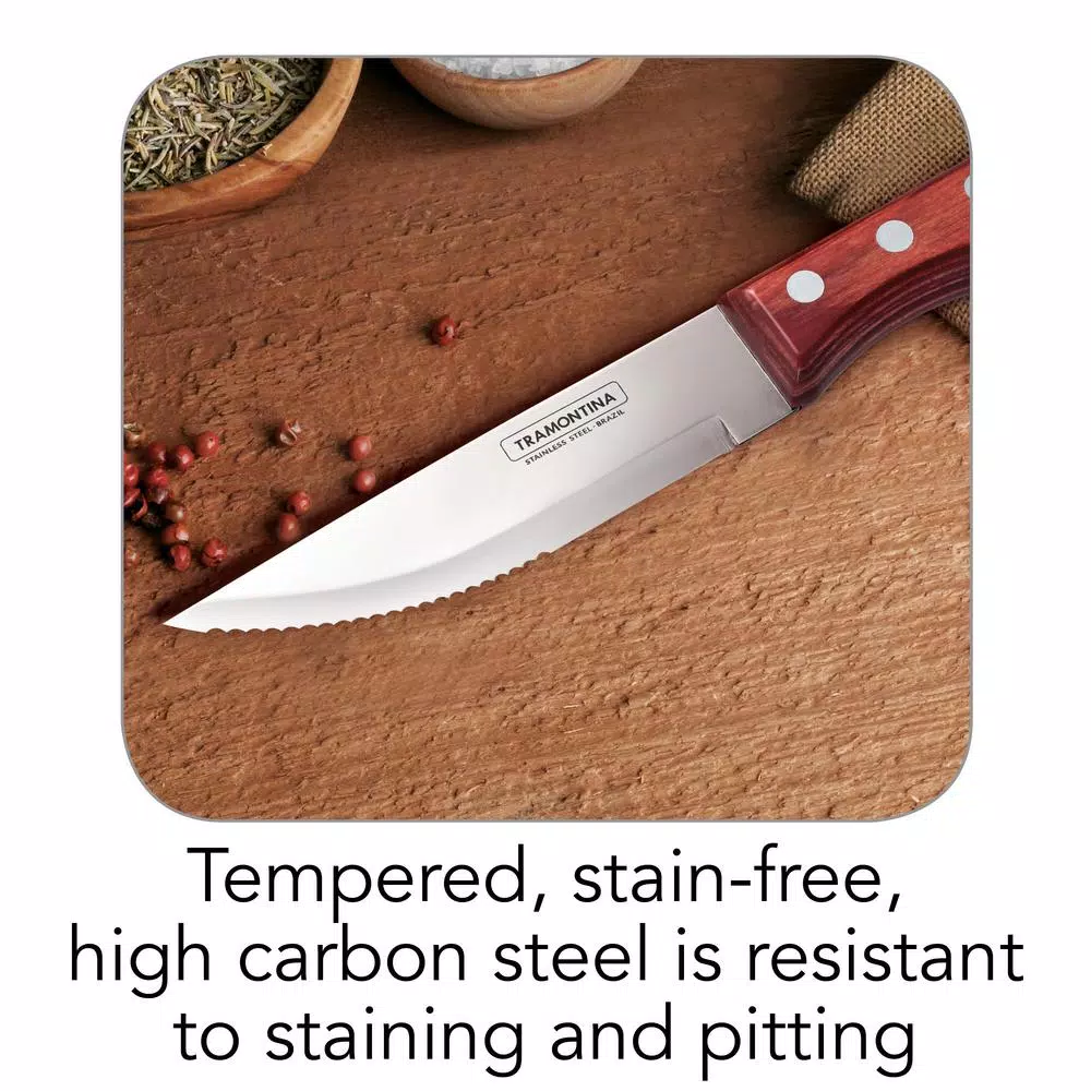 Tramontina Porterhouse 5-Piece Steak Knife Set With Hardwood Counter Block - Image 2