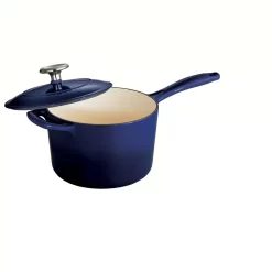 Tramontina Gourmet 2.5 Qt. Porcelain-Enameled Cast Iron Sauce Pan In Gradated Cobalt With Lid