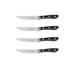 Tramontina 5 In. High Carbon Steel Full T Blade With Serrated Edge Steak Knife With Black Polycarbonate Handle (Set Of 4)