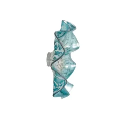 LITTON LANE Wavy Aquamarine And Gray Glass Wall Plate