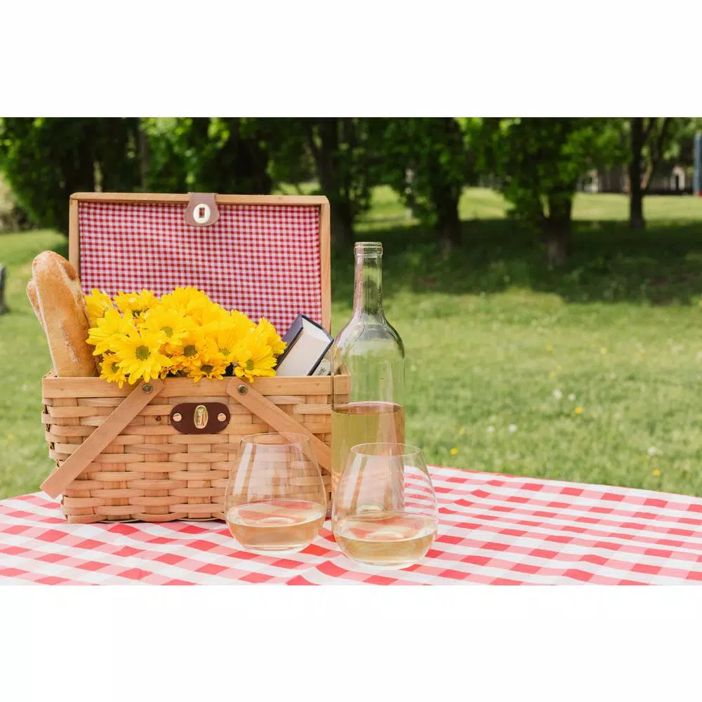 Vintiquewise 12.5 In. X 7.5 In. X 7.5 In. Picnic Basket Gingham Lined With Folding Handles - Image 4