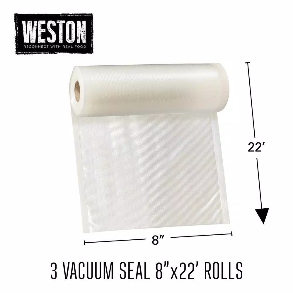 Weston 8 In. X 22 Ft. Vacuum Sealer Bag Rolls (3 Pack) - Image 8