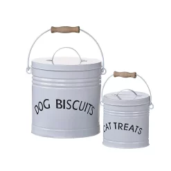 3R Studios White Enameled Pet Treat Containers (Set Of 2 Sizes)