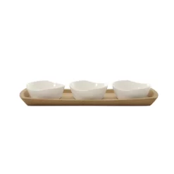 BergHOFF Eclipse 4-Piece Porcelain Snack Bowl Set With Tray