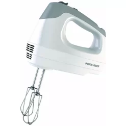 BLACK+DECKER 6-Speed White Hand Mixer With Beater, Whisk, Whip And Dough Hook Attachments