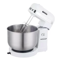 Brentwood Appliances 3 Qt. 5-Speed White With Stainless Steel Mixing Bowl Stand Mixer