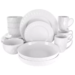 Elama 18-Piece Sienna White Porcelain Dinnerware Set (Service For 4)
