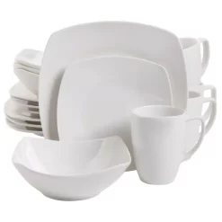 Gibson Zen 16-Piece Contemporary White Ceramic Dinnerware Set (Service For 4)