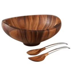 Nambe Butterfly 4 Qt. Wood Salad Bowl With Servers